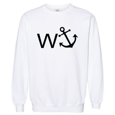 W Anchor Funny Wanker Jerk Funny Slang Garment-Dyed Sweatshirt