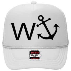 W Anchor Funny Wanker Jerk Funny Slang High Crown Mesh Back Trucker Hat