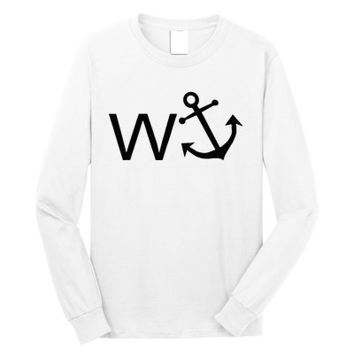 W Anchor Funny Wanker Jerk Funny Slang Long Sleeve Shirt