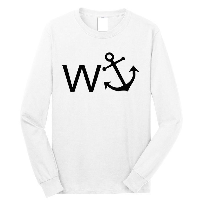 W Anchor Funny Wanker Jerk Funny Slang Long Sleeve Shirt