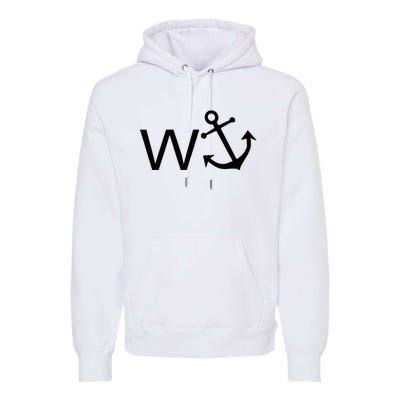 W Anchor Funny Wanker Jerk Funny Slang Premium Hoodie