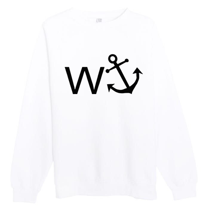 W Anchor Funny Wanker Jerk Funny Slang Premium Crewneck Sweatshirt