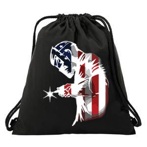 Welder American Flag USA Patriotic Welder Drawstring Bag