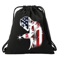 Welder American Flag USA Patriotic Welder Drawstring Bag