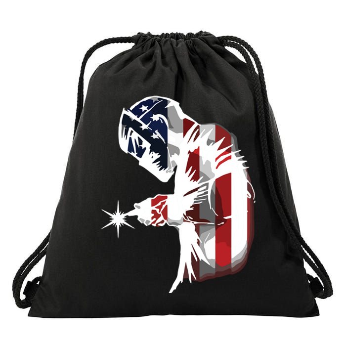 Welder American Flag USA Patriotic Welder Drawstring Bag