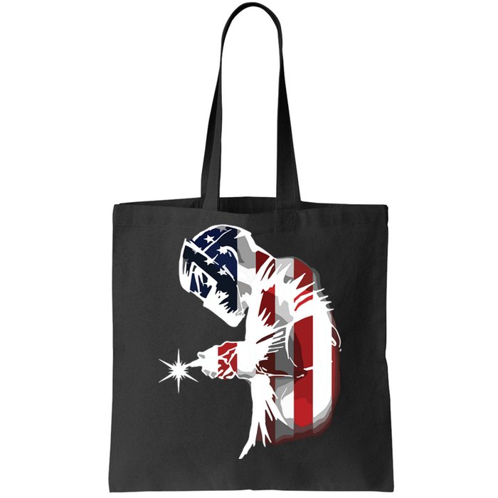 Welder American Flag USA Patriotic Welder Tote Bag