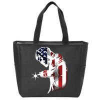 Welder American Flag USA Patriotic Welder Zip Tote Bag