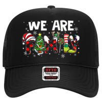 We Are Family Christmas Pajamas Funny Matching Family Xmas High Crown Mesh Back Trucker Hat