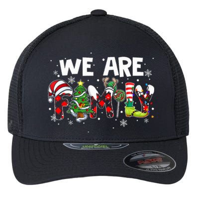 We Are Family Christmas Pajamas Funny Matching Family Xmas Flexfit Unipanel Trucker Cap