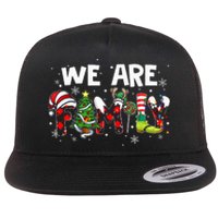 We Are Family Christmas Pajamas Funny Matching Family Xmas Flat Bill Trucker Hat