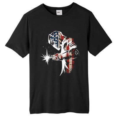 Welder American Flag USA Patriotic Welder Gift Tall Fusion ChromaSoft Performance T-Shirt