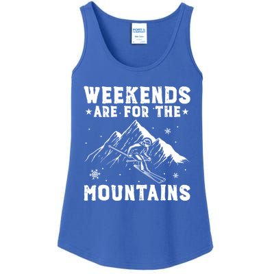 Weekends Are For The Mountains Skier Skiing Gift Ladies Essential Tank