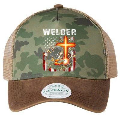 Welder American Flag Welding Faith Cross Christian Religious Legacy Tie Dye Trucker Hat