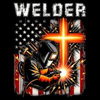 Welder American Flag Welding Faith Cross Christian Religious Impact Tech Backpack