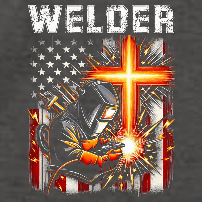 Welder American Flag Welding Faith Cross Christian Religious Vector Backpack
