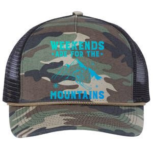 Weekends Are For The Mountains Skier Skiing Gift Retro Rope Trucker Hat Cap