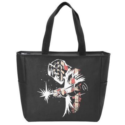 Welder American Flag Usa Patriotic Welder Zip Tote Bag