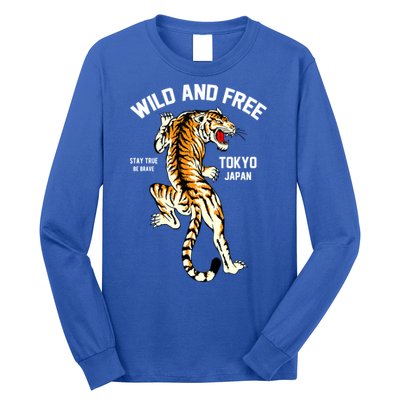 Wild And Free Enjoy Cool Brave Tokyo Japan Wild Tiger Graphic Gift Long Sleeve Shirt