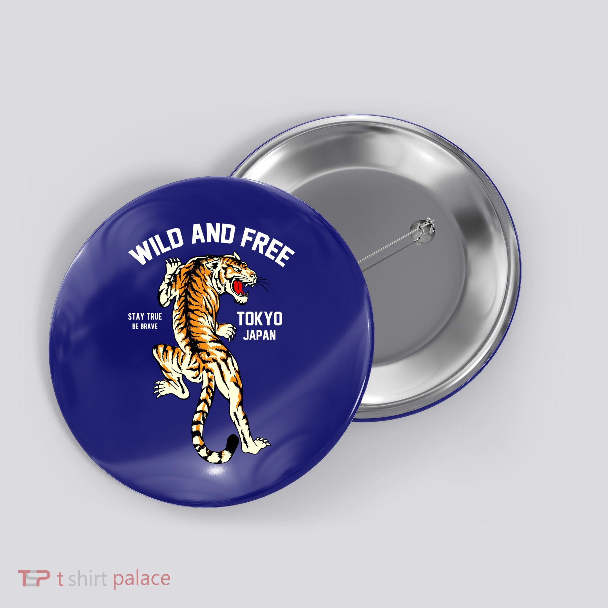 Wild And Free Enjoy Cool Brave Tokyo Japan Wild Tiger Graphic Gift Button