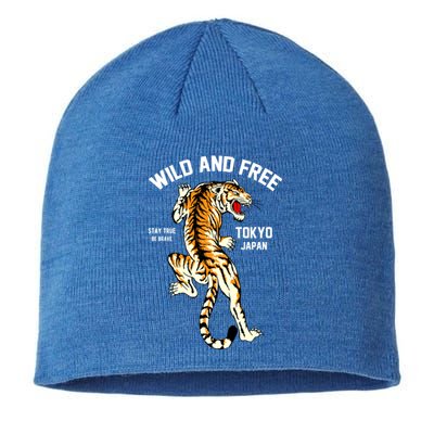 Wild And Free Enjoy Cool Brave Tokyo Japan Wild Tiger Graphic Gift Sustainable Beanie