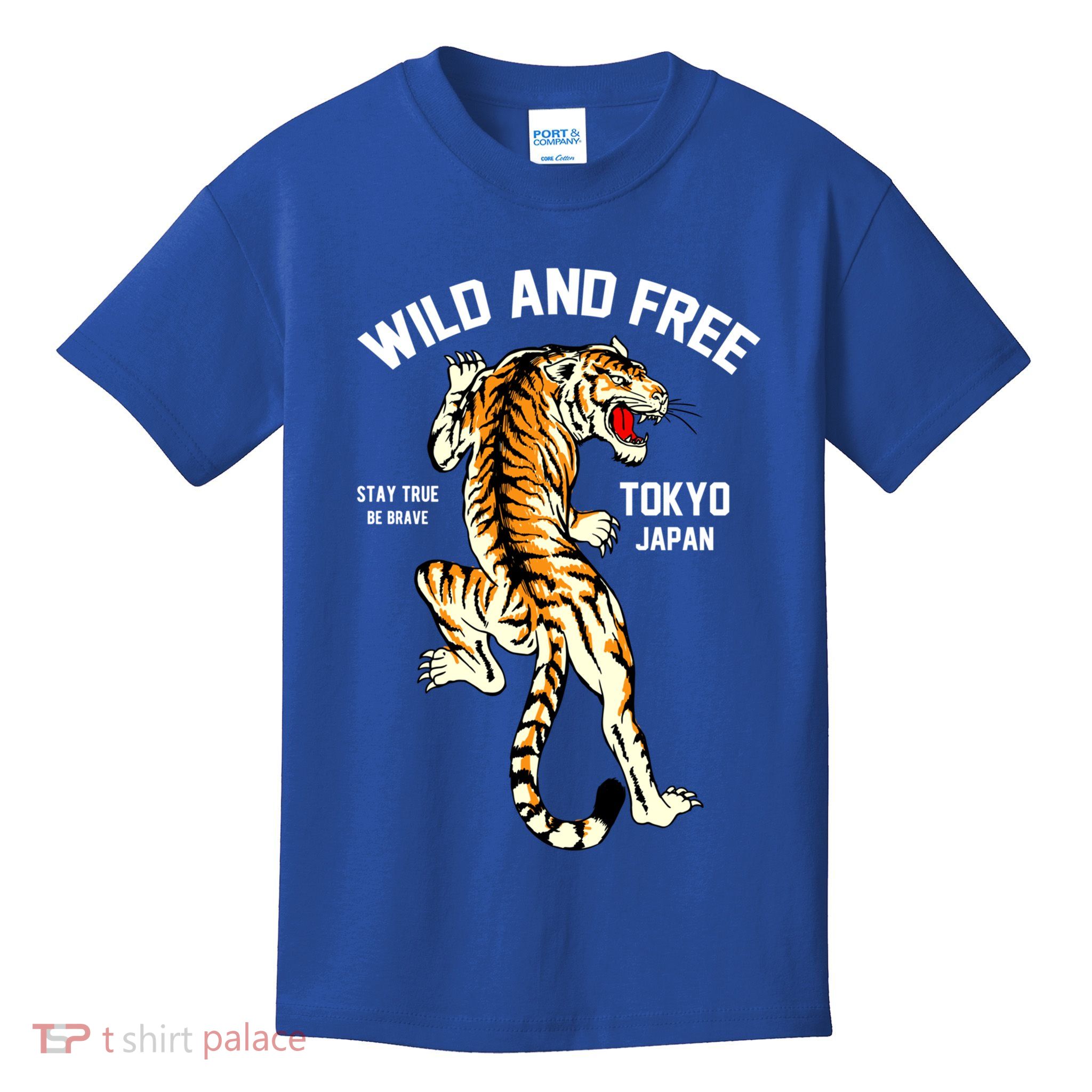 Wild And Free Enjoy Cool Brave Tokyo Japan Wild Tiger Graphic Gift Kids T-Shirt