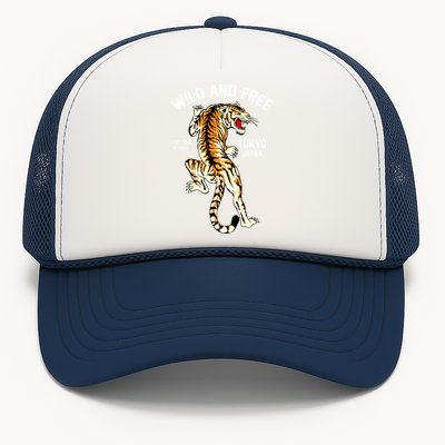 Wild And Free Enjoy Cool Brave Tokyo Japan Wild Tiger Graphic Gift Trucker Hat