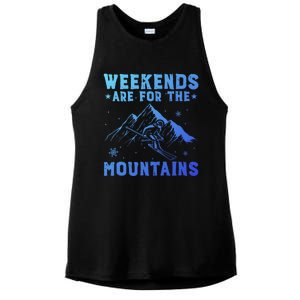 Weekends Are For The Mountains Skier Skiing Gift Ladies PosiCharge Tri-Blend Wicking Tank