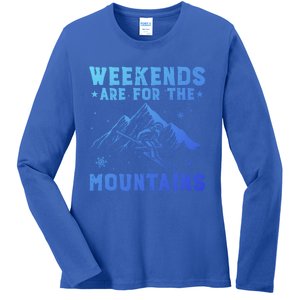 Weekends Are For The Mountains Skier Skiing Gift Ladies Long Sleeve Shirt