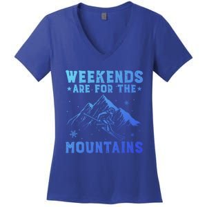 Weekends Are For The Mountains Skier Skiing Gift Women's V-Neck T-Shirt