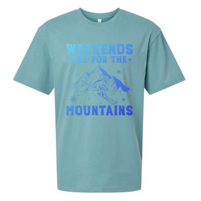 Weekends Are For The Mountains Skier Skiing Gift Sueded Cloud Jersey T-Shirt