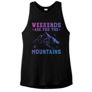 Weekends Are For The Mountains Skier Skiing Gift Ladies PosiCharge Tri-Blend Wicking Tank