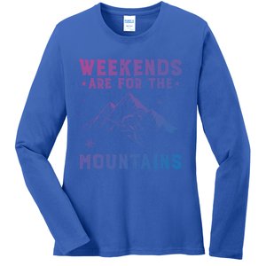 Weekends Are For The Mountains Skier Skiing Gift Ladies Long Sleeve Shirt