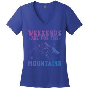 Weekends Are For The Mountains Skier Skiing Gift Women's V-Neck T-Shirt