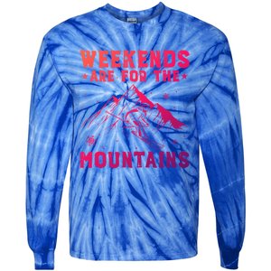 Weekends Are For The Mountains Skier Skiing Gift Tie-Dye Long Sleeve Shirt