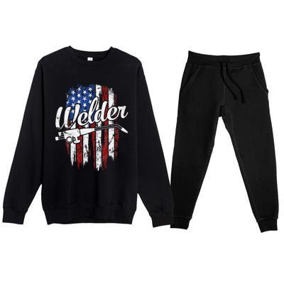 Welder American Flag Welding Gift Usa Patriotic Premium Crewneck Sweatsuit Set