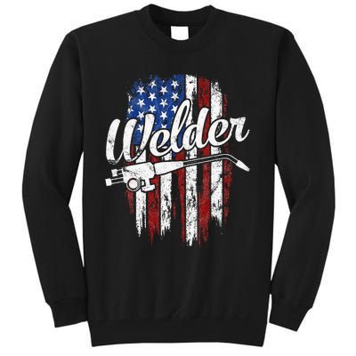 Welder American Flag Welding Gift Usa Patriotic Tall Sweatshirt