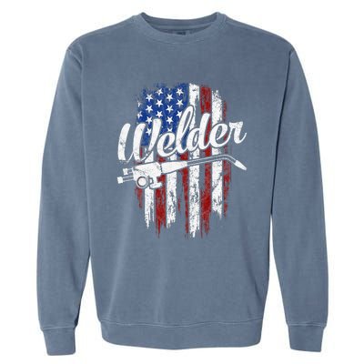 Welder American Flag Welding Gift Usa Patriotic Garment-Dyed Sweatshirt