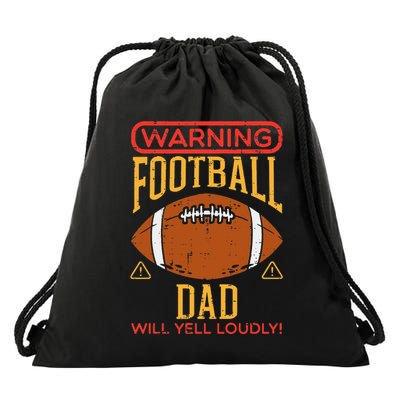 Warning American Football Dad Yell Funny Family Matching Drawstring Bag