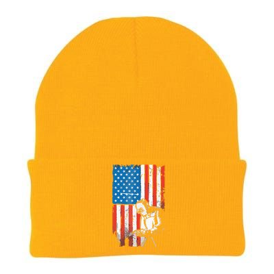 Welding American Flag Welder Fathers Day Design On Back Knit Cap Winter Beanie