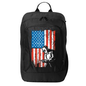 Welding American Flag Welder Fathers Day Design On Back City Backpack