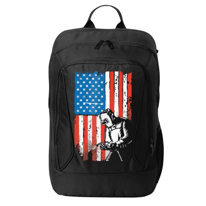 Welding American Flag Welder Fathers Day Design On Back City Backpack