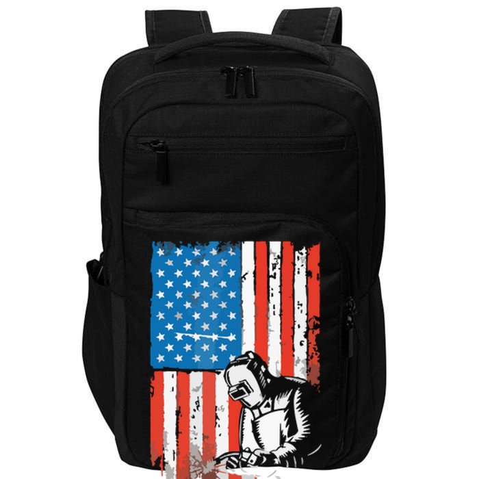 Welding American Flag Welder Fathers Day Design On Back Impact Tech Backpack