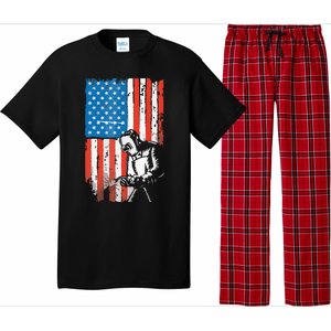 Welding American Flag Welder Fathers Day Design On Back Pajama Set