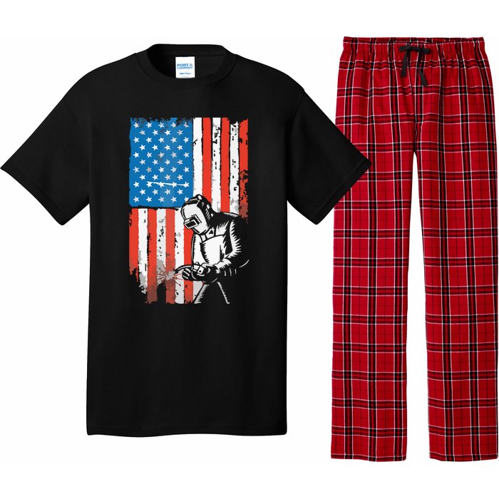 Welding American Flag Welder Fathers Day Design On Back Pajama Set