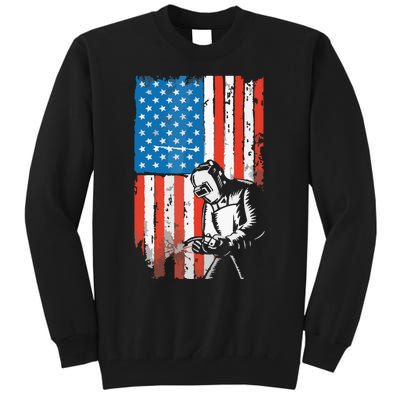 Welding American Flag Welder Fathers Day Design On Back Tall Sweatshirt