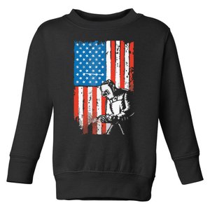 Welding American Flag Welder Fathers Day Design On Back Toddler Sweatshirt