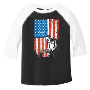 Welding American Flag Welder Fathers Day Design On Back Toddler Fine Jersey T-Shirt