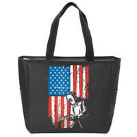 Welding American Flag Welder Fathers Day Design On Back Zip Tote Bag