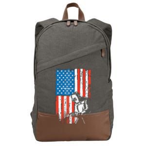 Welding American Flag Welder Fathers Day Design On Back Cotton Canvas Backpack