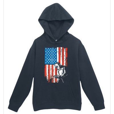 Welding American Flag Welder Fathers Day Design On Back Urban Pullover Hoodie